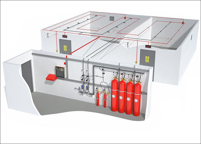 Gas flooding fire suppression system